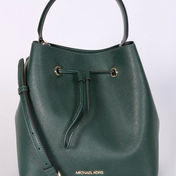 Michael Kors Suri Large Bucket Messenger Bag Racing Green - Picture 1 of 15